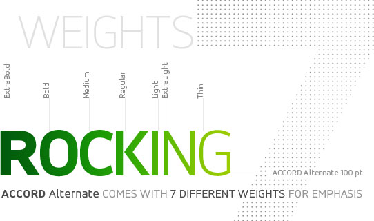 Accord Alternate font with 7 different weight