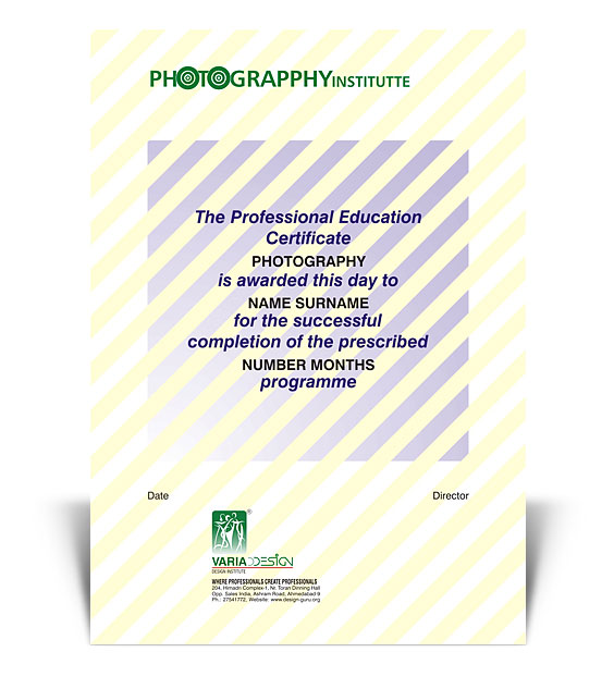 Certificate Design for Photograpphy Institutte