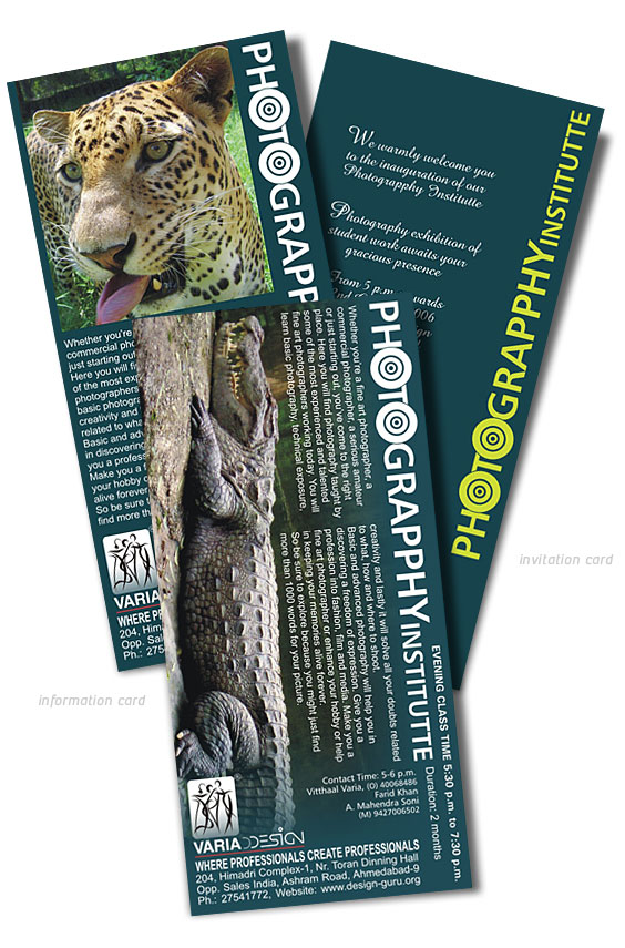 Information And Invitation Card Design for Photograpphy Institutte