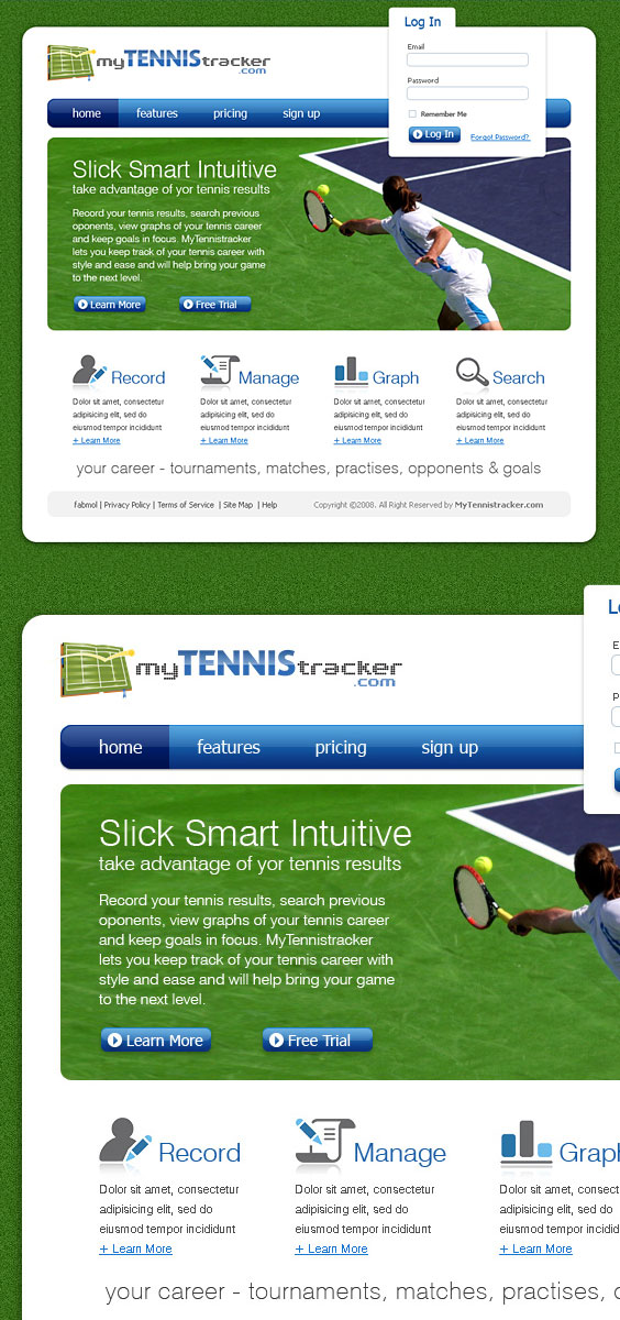 My Tennis Tracker - Web Design