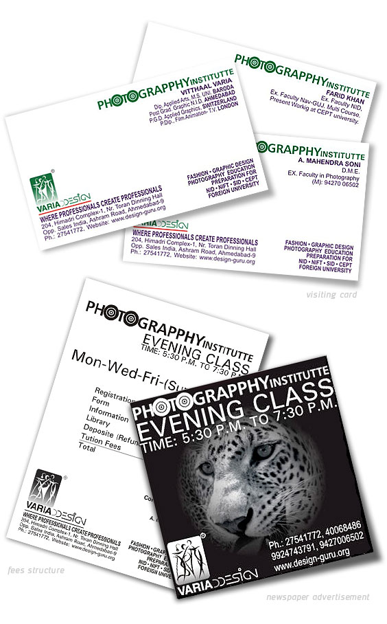 Visiting Card and Other Miscellaneous Design for Photograpphy Institutte